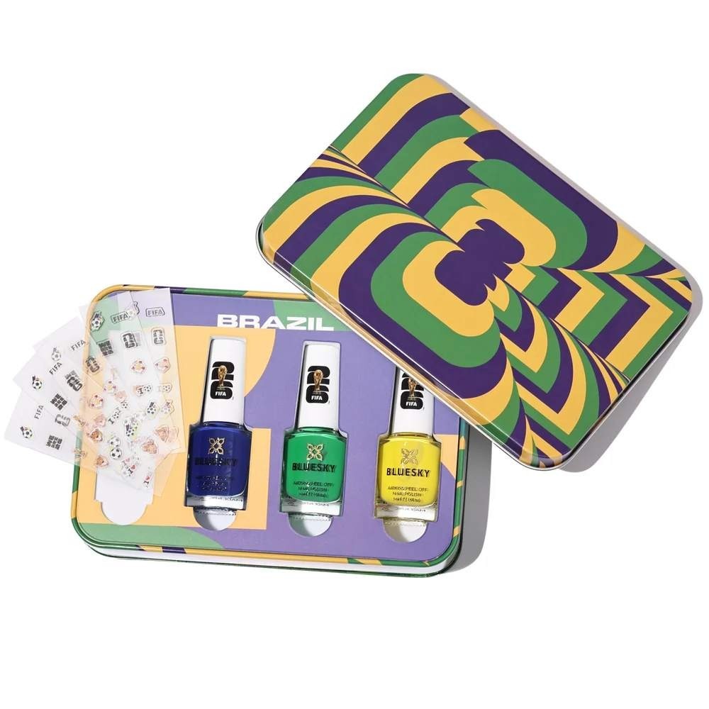 Bluesky FIFA World Cup 2026 Brazil 3pc Peel Off Nail Polish Sticker Set Tin Box